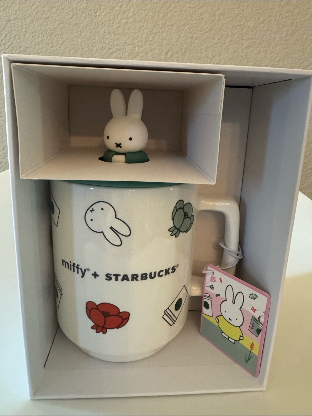 Miffy x Starbucks White Ceramic Mug with Miffy Topper - brand NEW